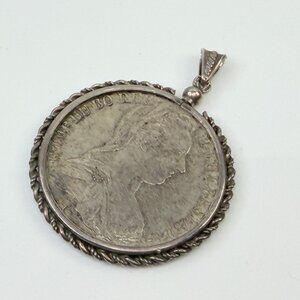 Austrian 1780 Maria Theresa Silver Thaler Coin Pendant 35.1g SS279